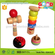 Wholesale Wooden Kids Play Mini Toy Set include yoyo toys, kendama, spinning top